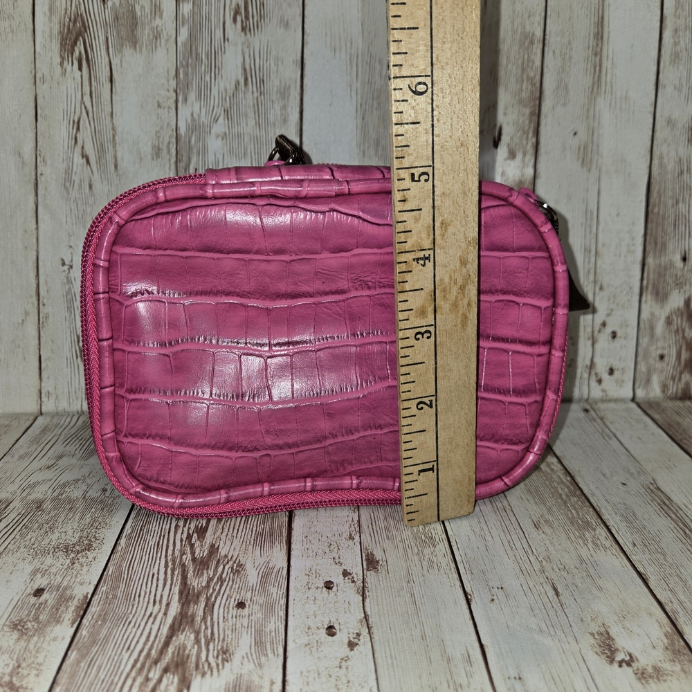 ID Bare Escentuals Pink Croc Embossed Travel Cosmetic Organizer Case Expandable - Picture 10 of 11